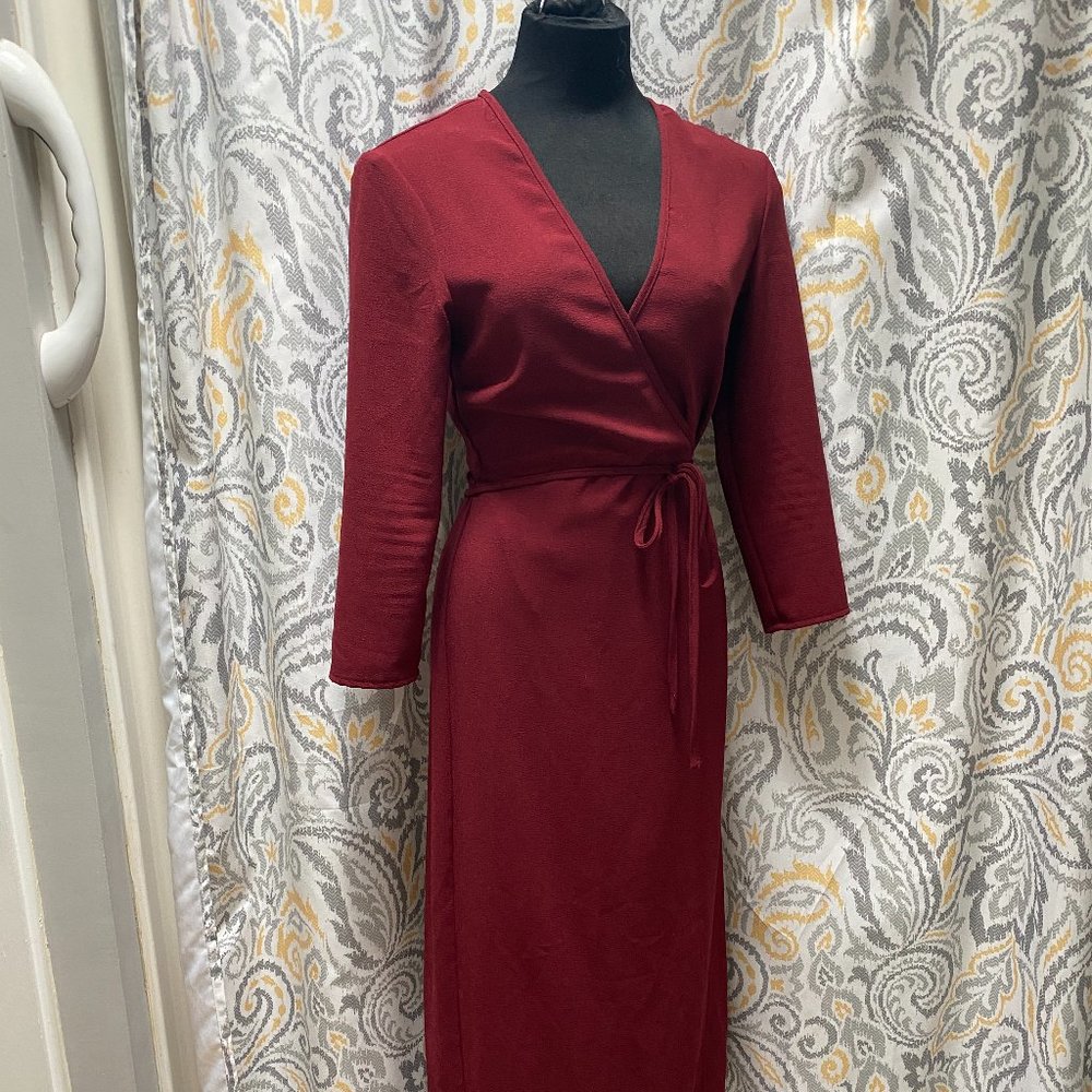 American Apparel Floor Length Wrap Dress Burgundy